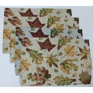 Set of 4 Fall Autumn Leaves Leaf Tapestry Placemats 13 x 19 NWT